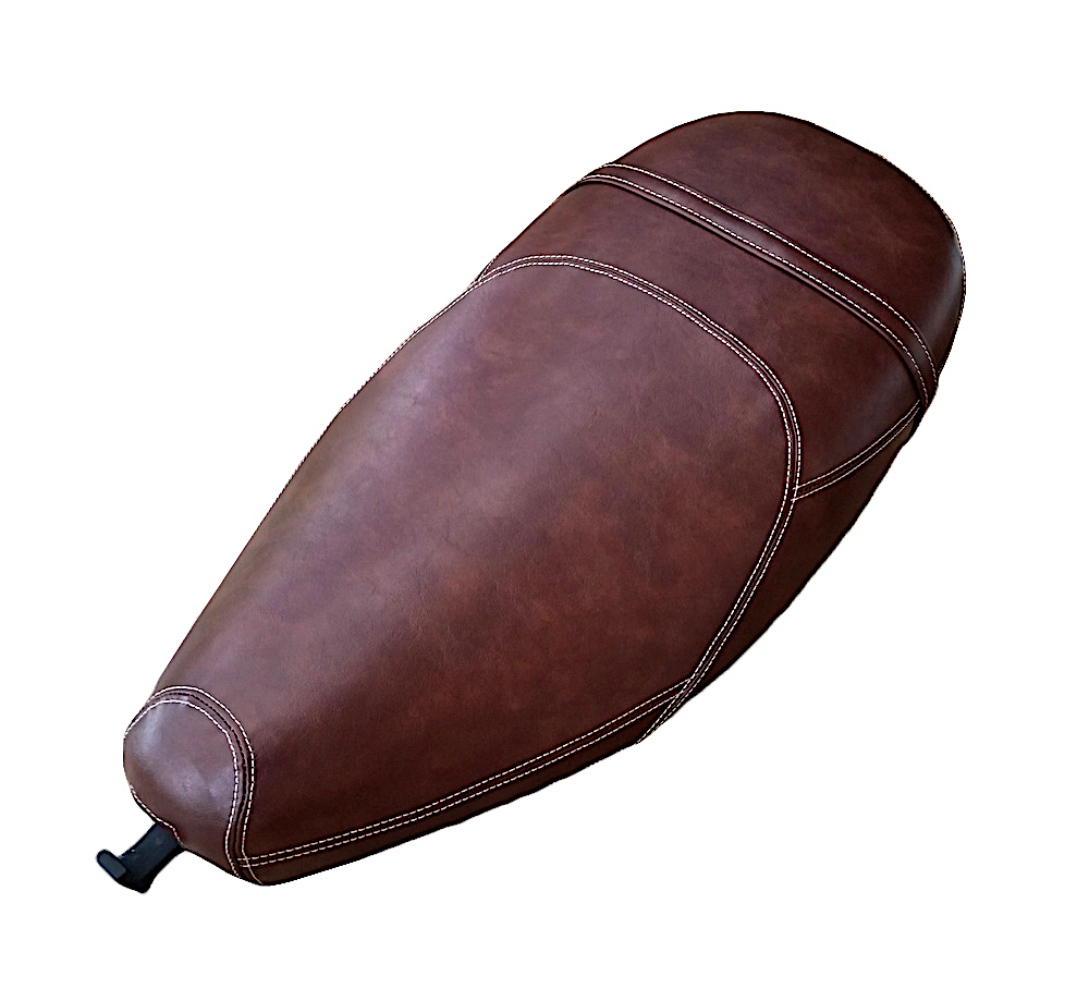 Vespa ET2/4 Handmade Whiskey Faux Leather Seat Cover French Seam